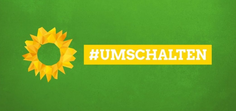 #hashtag umschalten auf grünem Grund mit Sonnenblume